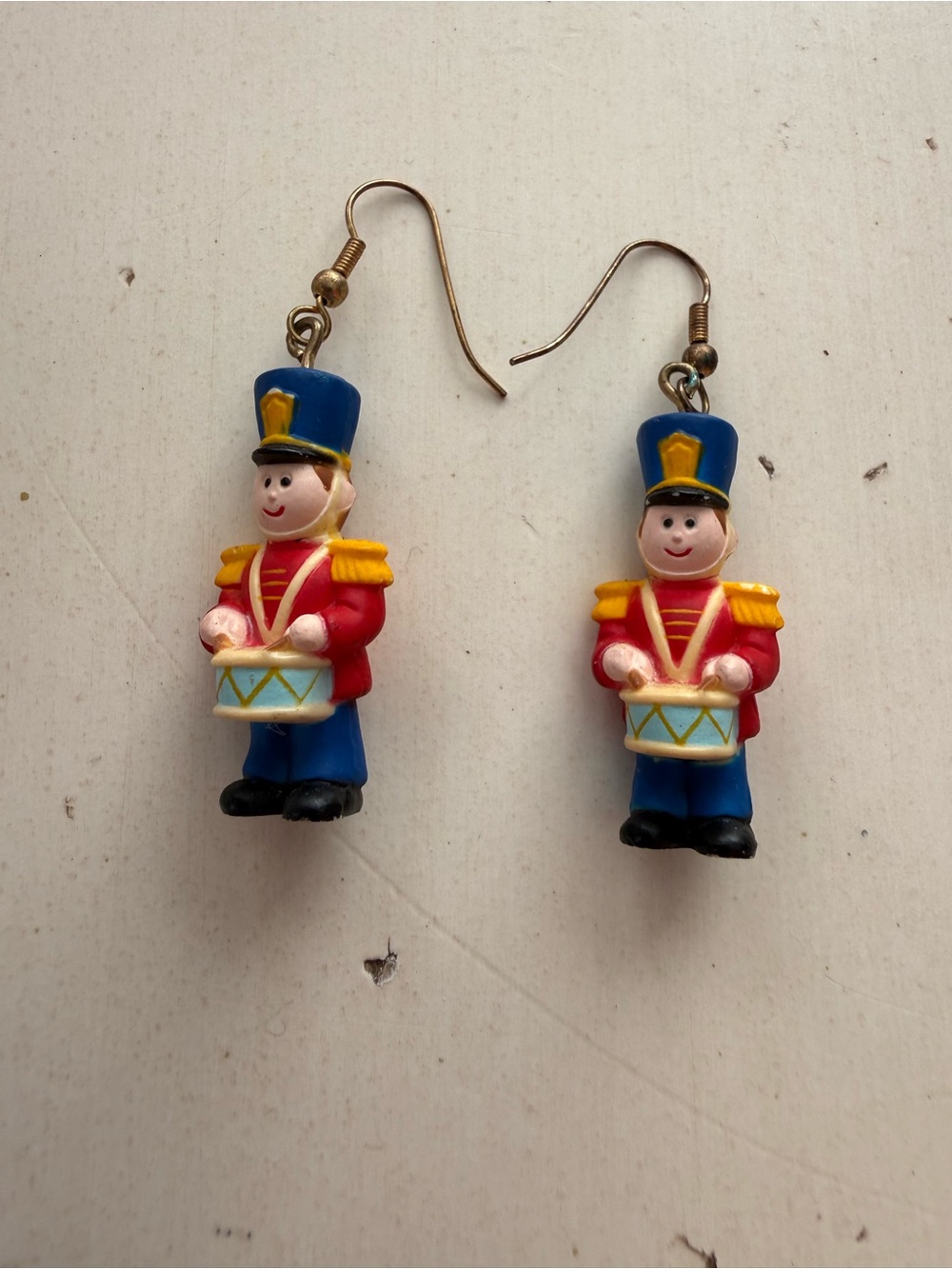 Toy Soldier Drum Earrings - Blue and Red Kids' Toy Accessory